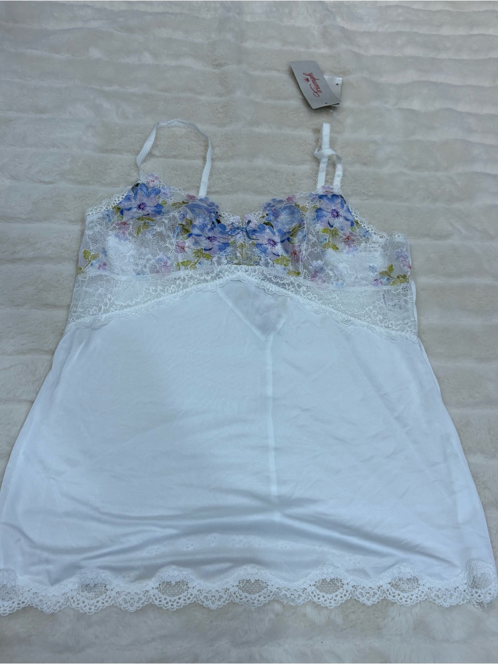 Triumph White Chemise with Lavender Floral Lace